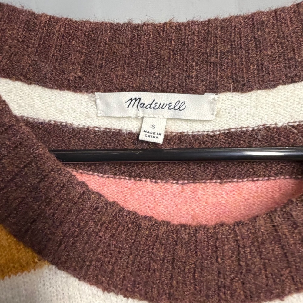 Madewell Striped Crewneck Sweater Small Multicolor Merino Wool Alpaca Blend - Picture 3 of 4